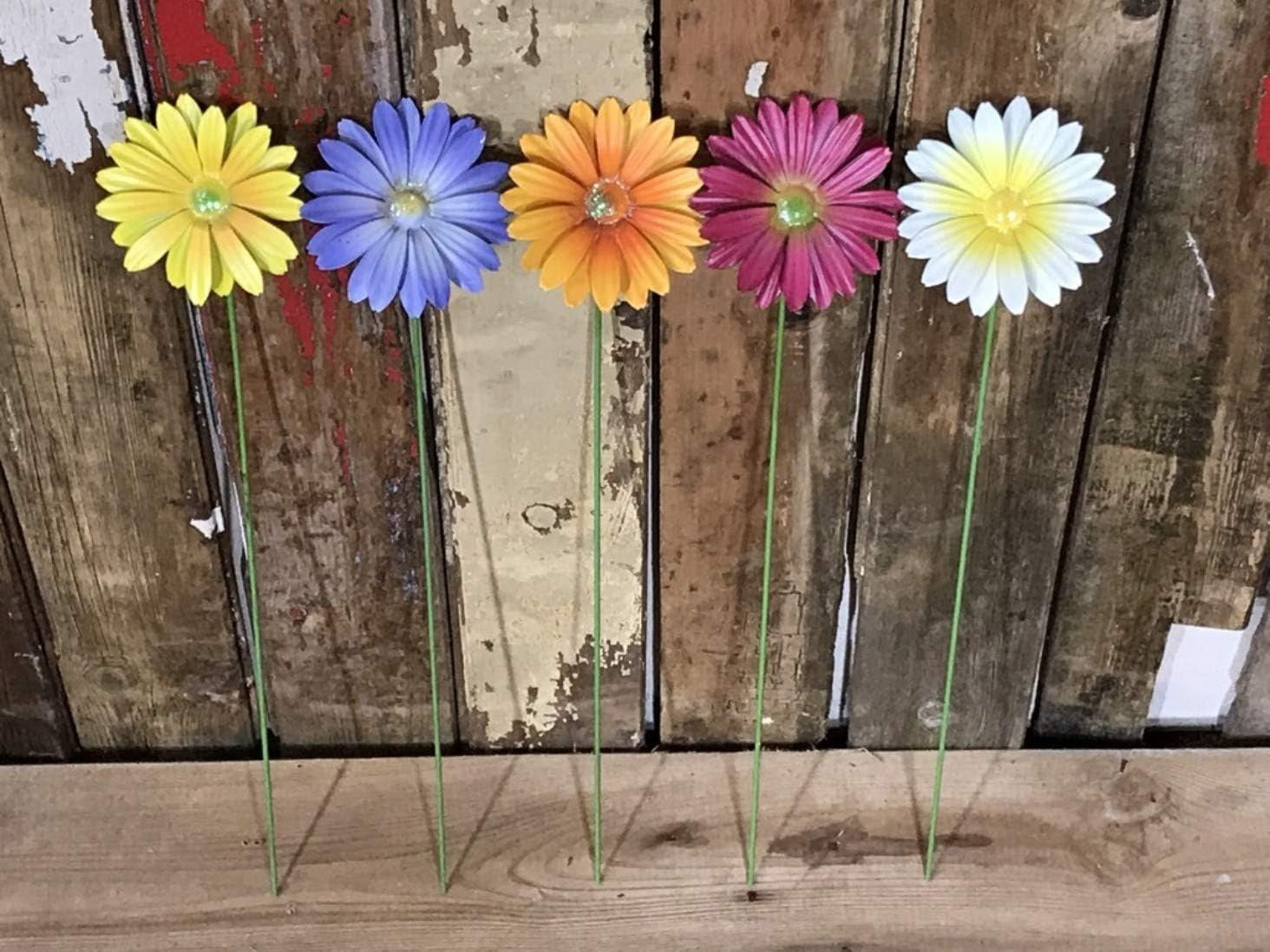 Metal Garden Flower Stakes Set of 12 Outdoor Decor Floral Yard Ornaments 58cm