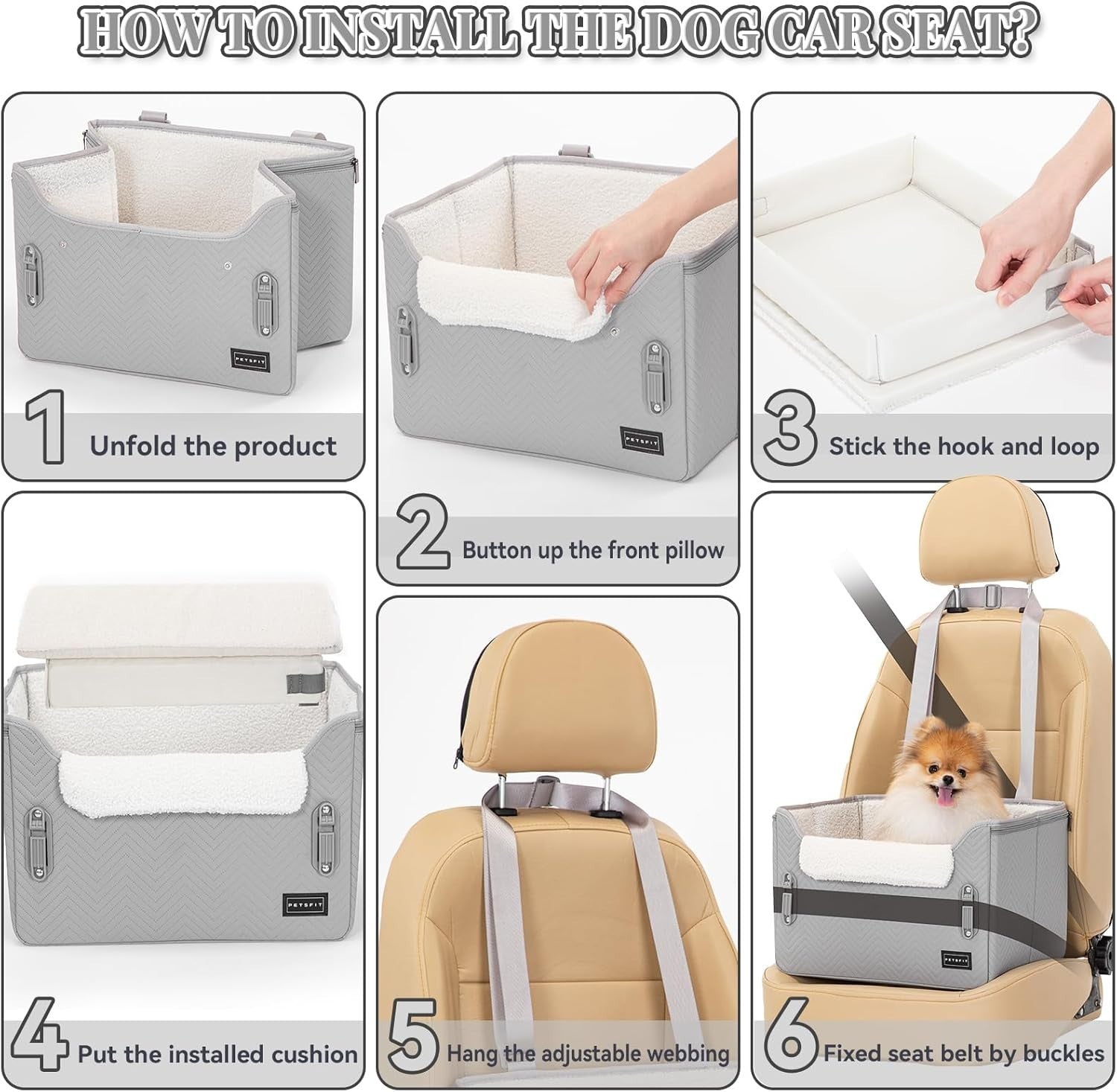 Small Dog Booster Car Seat Waterproof PU Leather Travel Bed 12kg