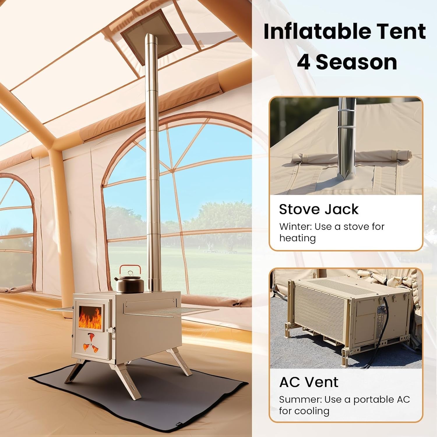 10 Person Inflatable Camping Tent 4 Season Waterproof Air Glamping