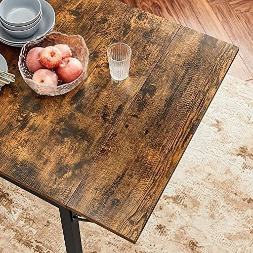Space-Saving Folding Drop Leaf Dining Table Seats 2-4 Rustic Brown