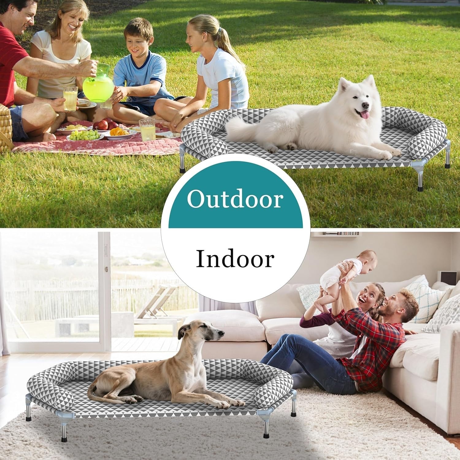 28" Tweed Dog Snuggle Bed 71x63cm Washable Non Slip