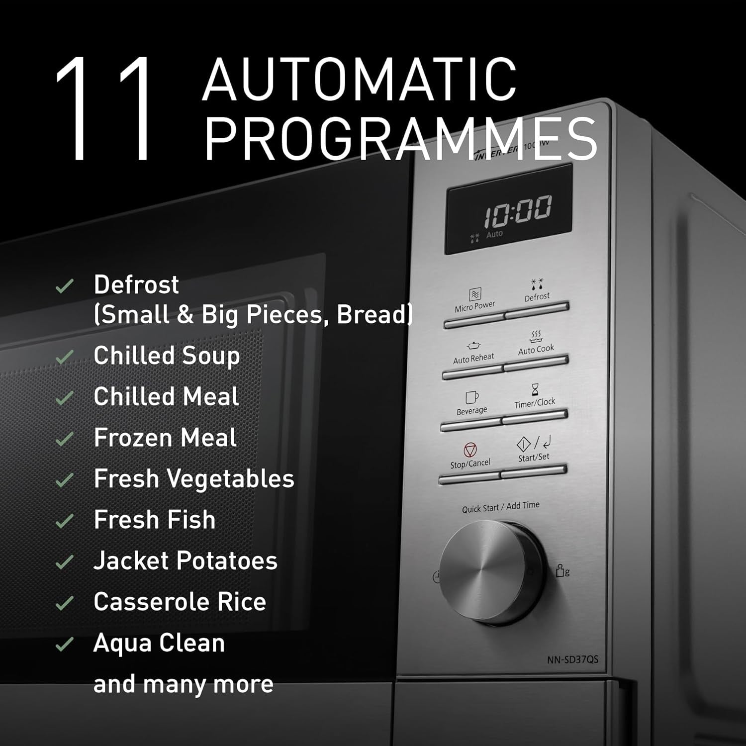 Panasonic 29L 1000W Solo Microwave 11 Auto Programmes Silver Stainless