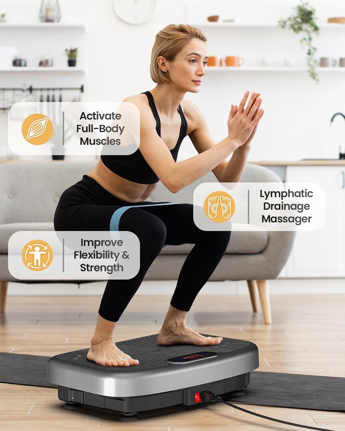 Grey Vibration Plate Exercise Machine 200 Speeds 450lb Lymphatic Drainage