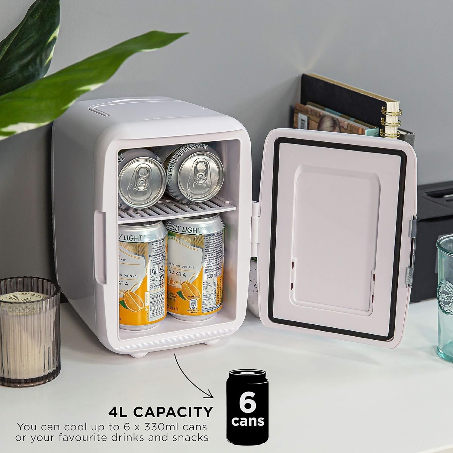 Portable 4L Mini Cooler & Warmer Retro Style for Office Bedroom Car White