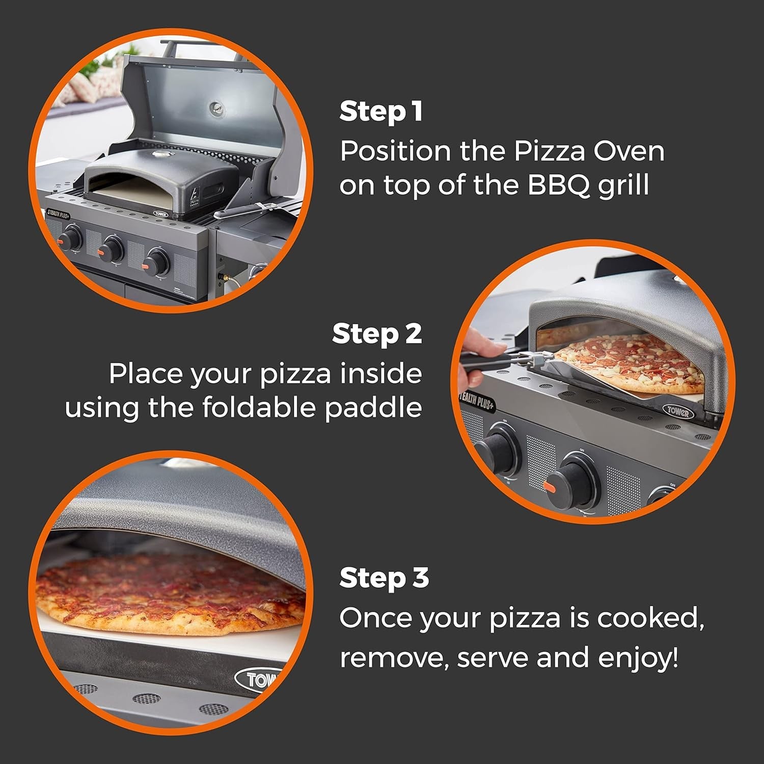 Outdoor Pizza Oven with Paddle & Bag | BBQ Grill Stone Pizza Maker 10" | Black