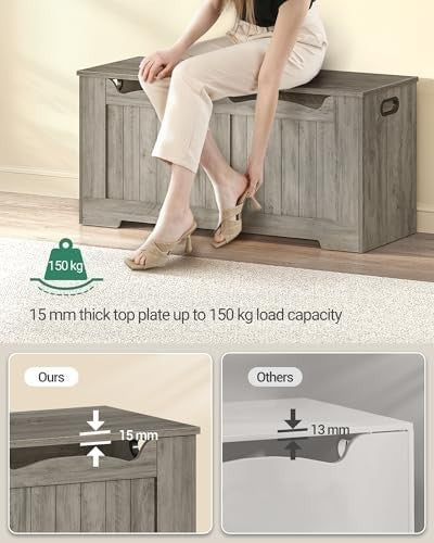 Lift-Top Wooden Storage Bench with Shoe Organizer & Removable Lid