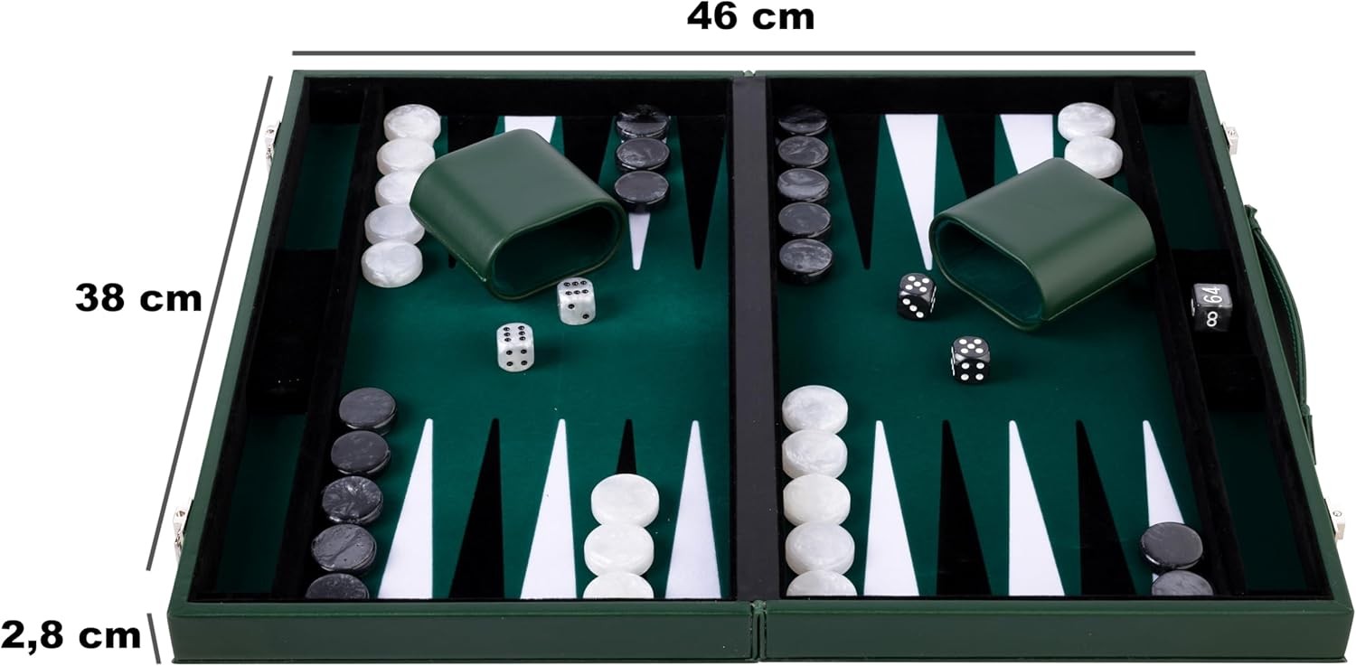 Deluxe Backgammon Set 15” Folding Board Felt Lined Luxury Strategy Game
