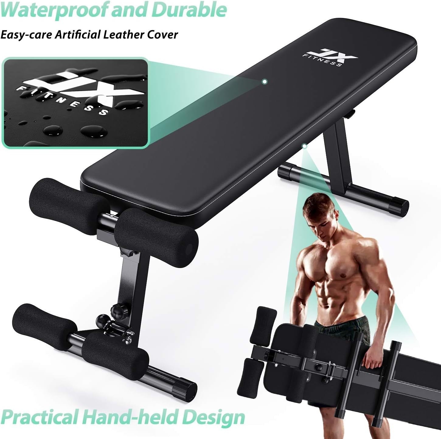 Foldable Adjustable Workout Bench 600lb Flat Sit-Up Home Gym