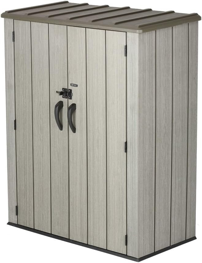 Vertical Garden Storage Shed 53 Cu Ft Waterproof Outdoor Tool Box Brown