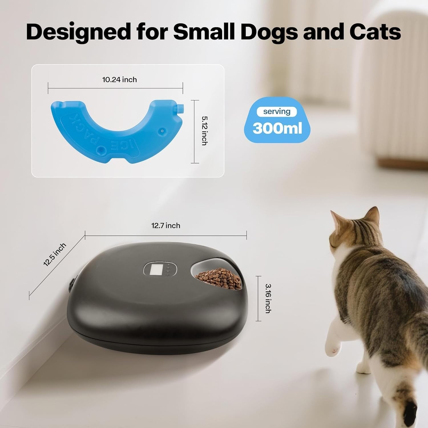 Automatic Wet Cat Feeder 6 Meal Food Dispenser Timer Ice Packs 300ml