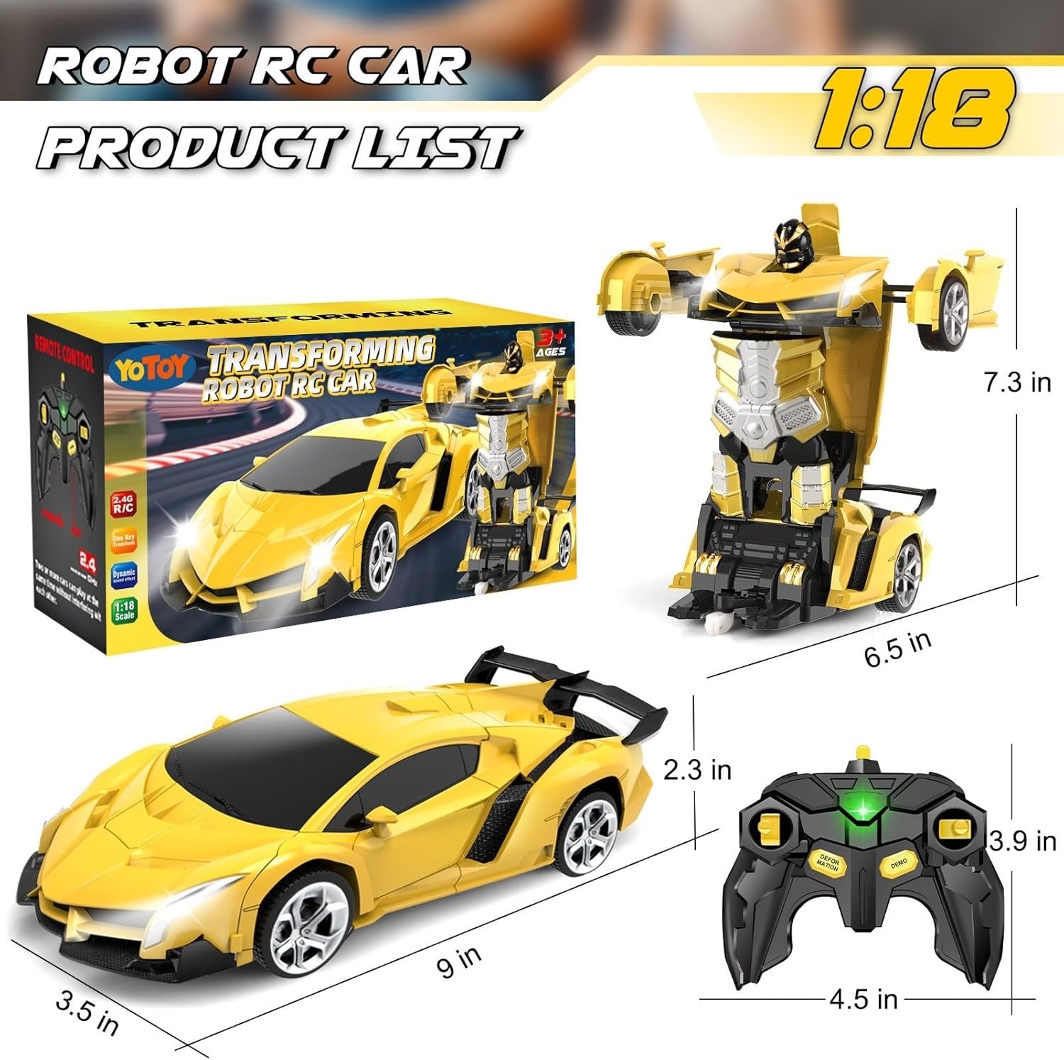 Transforming RC Car Robot Toy – Remote Control Drift Car for Kids 3-8