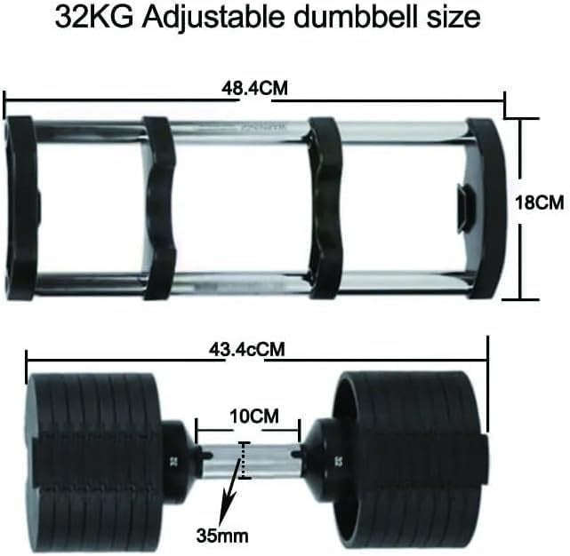 64kg Adjustable Dumbbells Pair with Stand 2–32kg Quick Select Home Gym