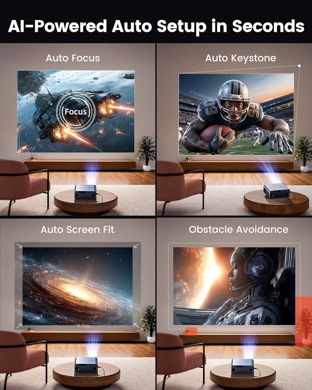 Google TV 1080P Smart Projector Dolby Audio WiFi 6 Bluetooth HDR