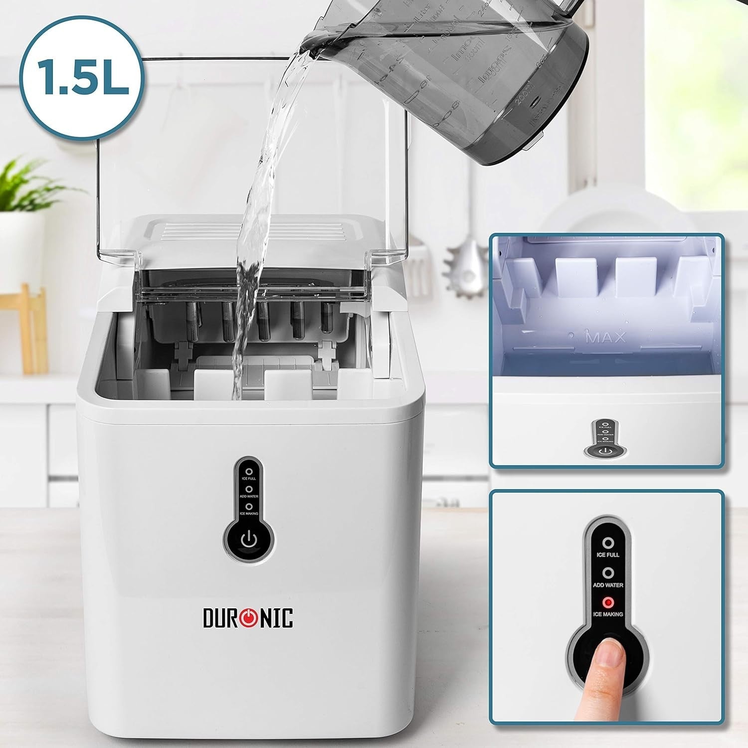 Portable Countertop Ice Maker | Fast 7-Min Cubes | 12kg/24h | Self Cleaning