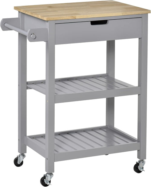 Kitchen Trolley Utility Cart with Wood Top Drawer Shelves Wheels