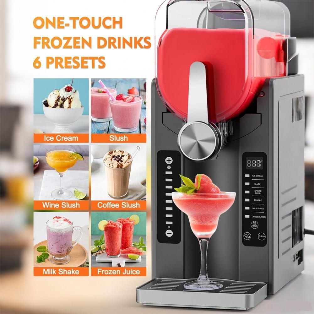 Professional Slushie Machine No Ice Needed Frozen Drink Maker 6 Presets 1.6L
