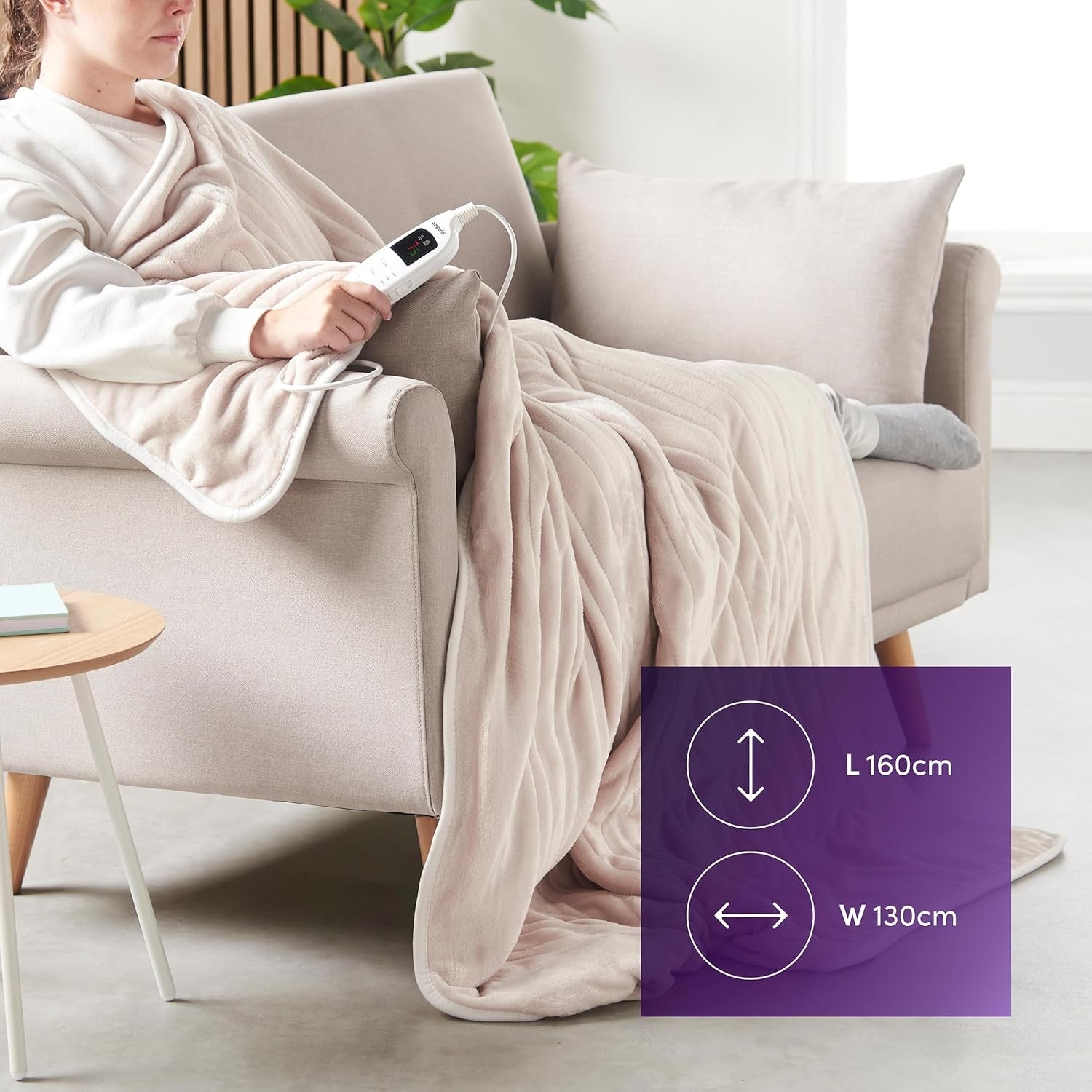 Electric Heated Throw Blanket 9 Heat Settings Soft Fleece 160x130cm