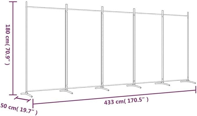 5 Panel Folding Room Divider Anthracite Privacy Screen 433x180cm Fabric