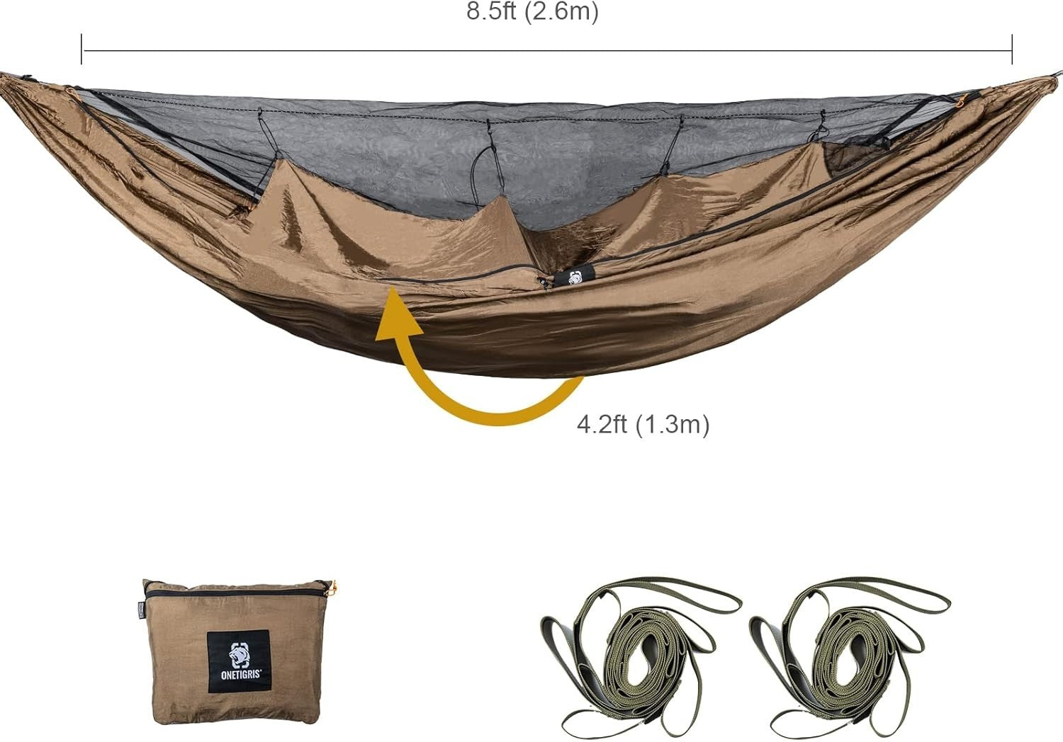 Camping Hammock with Mosquito Net & Warm Cover Portable 150kg Load