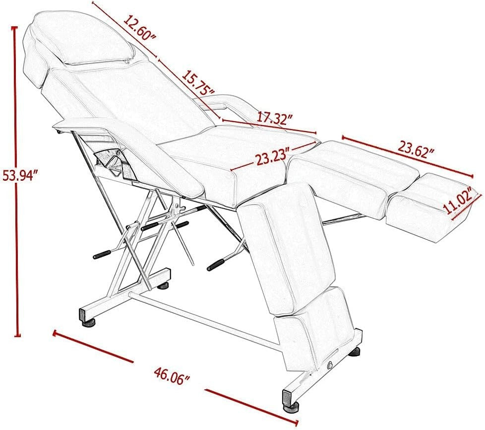 Reclining Massage Table 3-Section Adjustable Beauty Salon Tattoo Spa Bed Black
