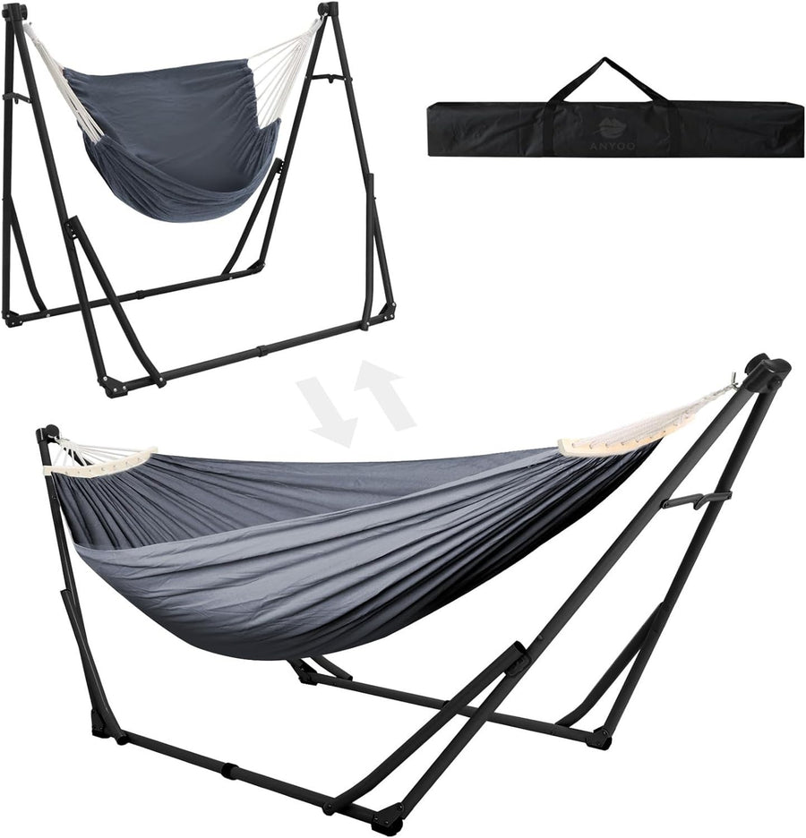 Foldable Hammock with Stand Outdoor Indoor Garden Chair Bed 150kg Max