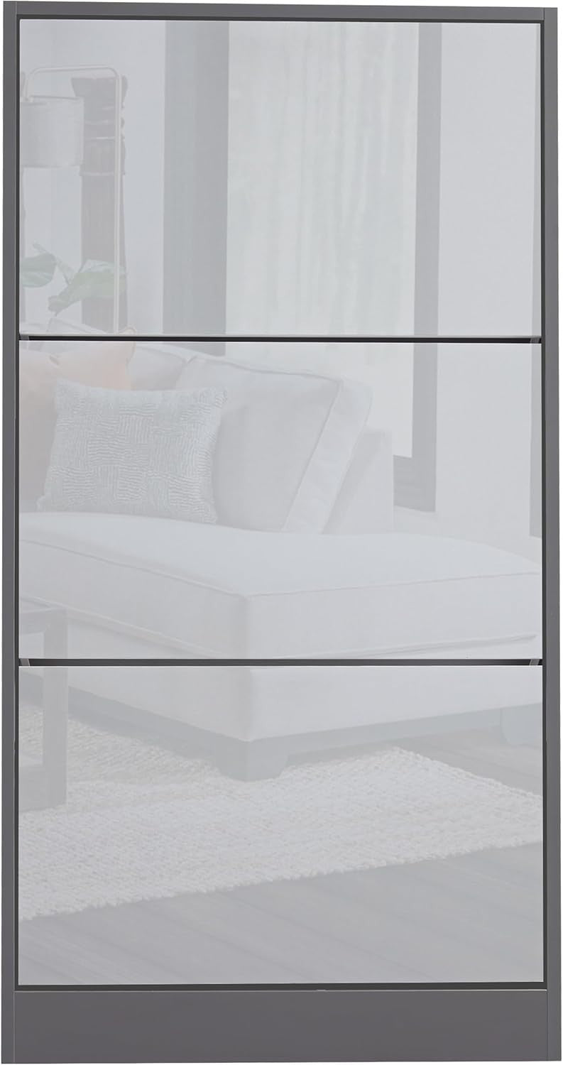 3 Drawer Shoe Cabinet High Gloss Organizer Stand Space-Saving Storage