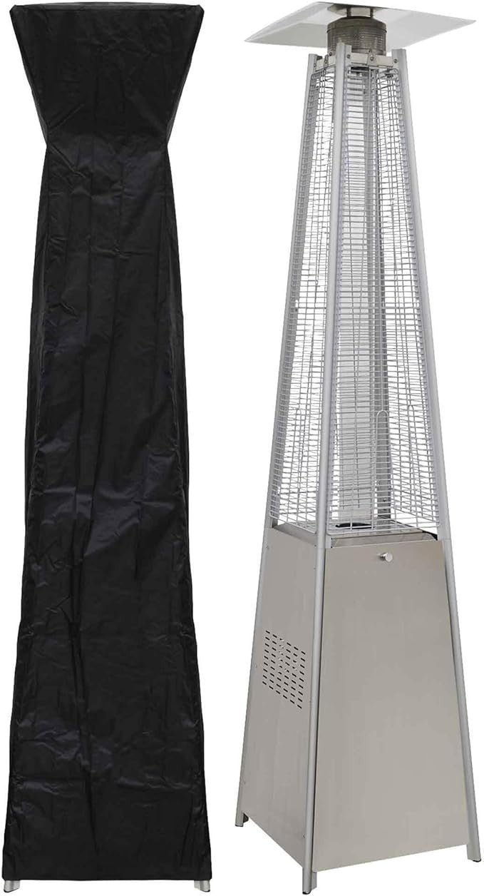 Outdoor Gas Pyramid Patio Heater 13kW Real Flame Adjustable Heat & Cover