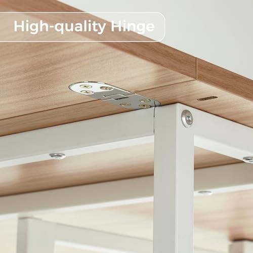 Oak & White Folding Dining Table Drop Leaf Mobile 4-6 Seat 140cm