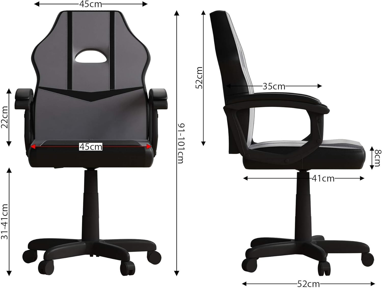 Gaming Office Chair Swivel PU Leather Executive Desk Chair Grey