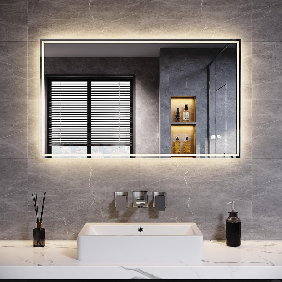 LED Bathroom Mirror 100x60cm with Demister, Dimmable Lights, Touch Sensor