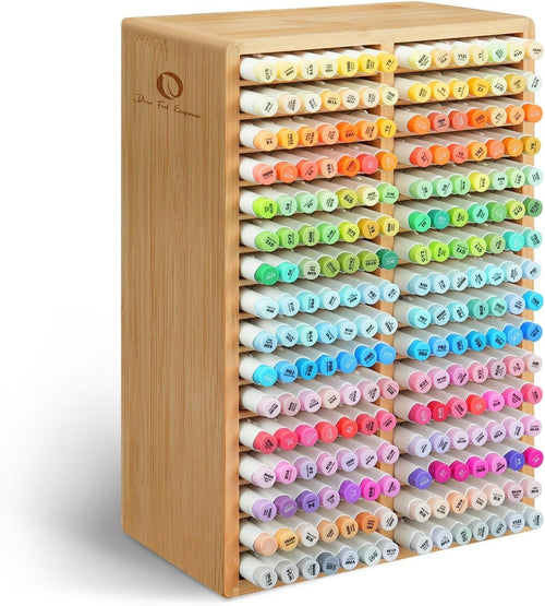 Bamboo Marker Organizer Desk Holder 18 Compartments Art Pens Storage