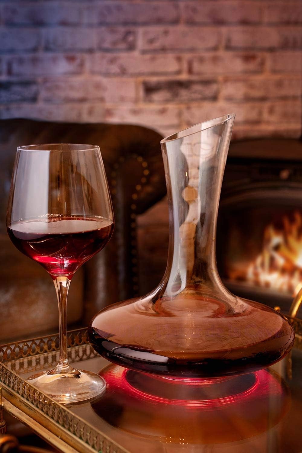 1L Handmade Crystal Wine Decanter with Cork Stopper Mat Coasters Gift Set
