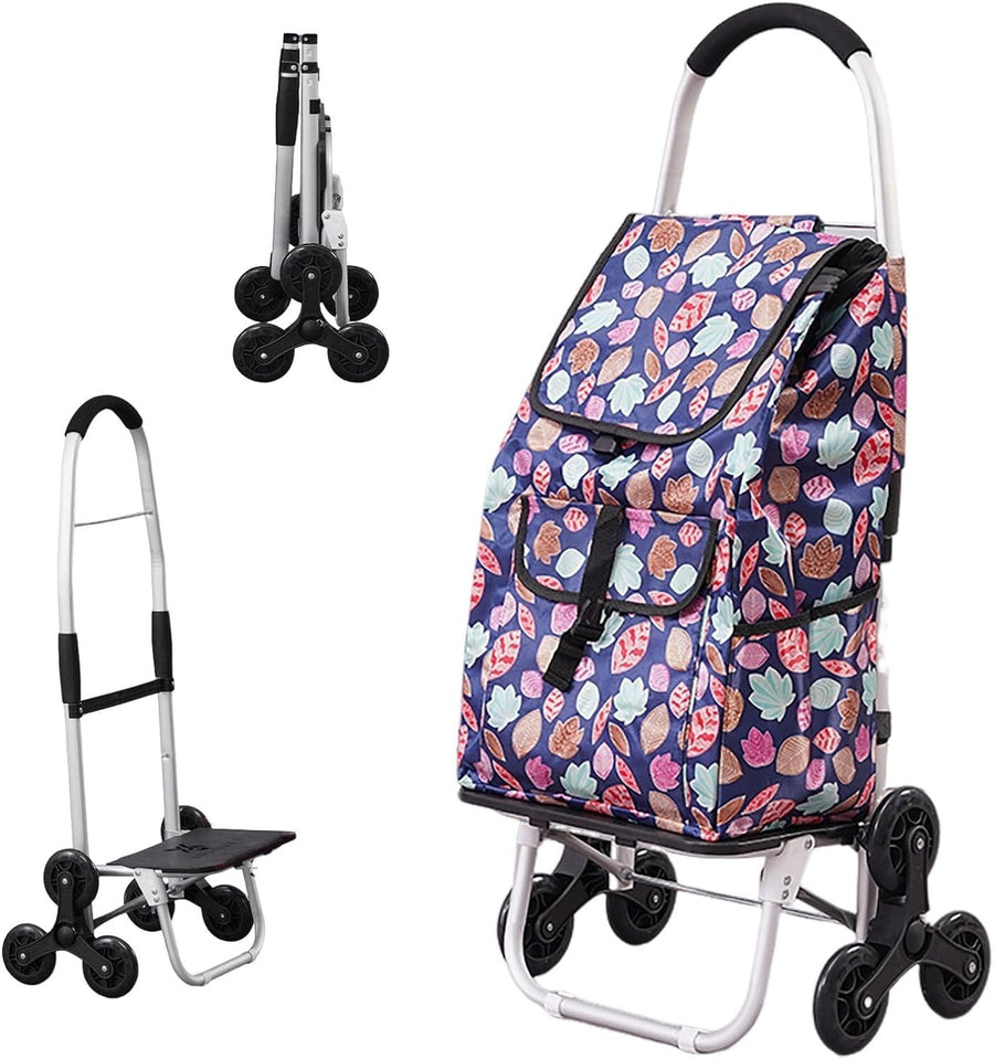 Foldable 2-in-1 Stair Climber Shopping Trolley 6-Wheel 40KG Lightweight Bag
