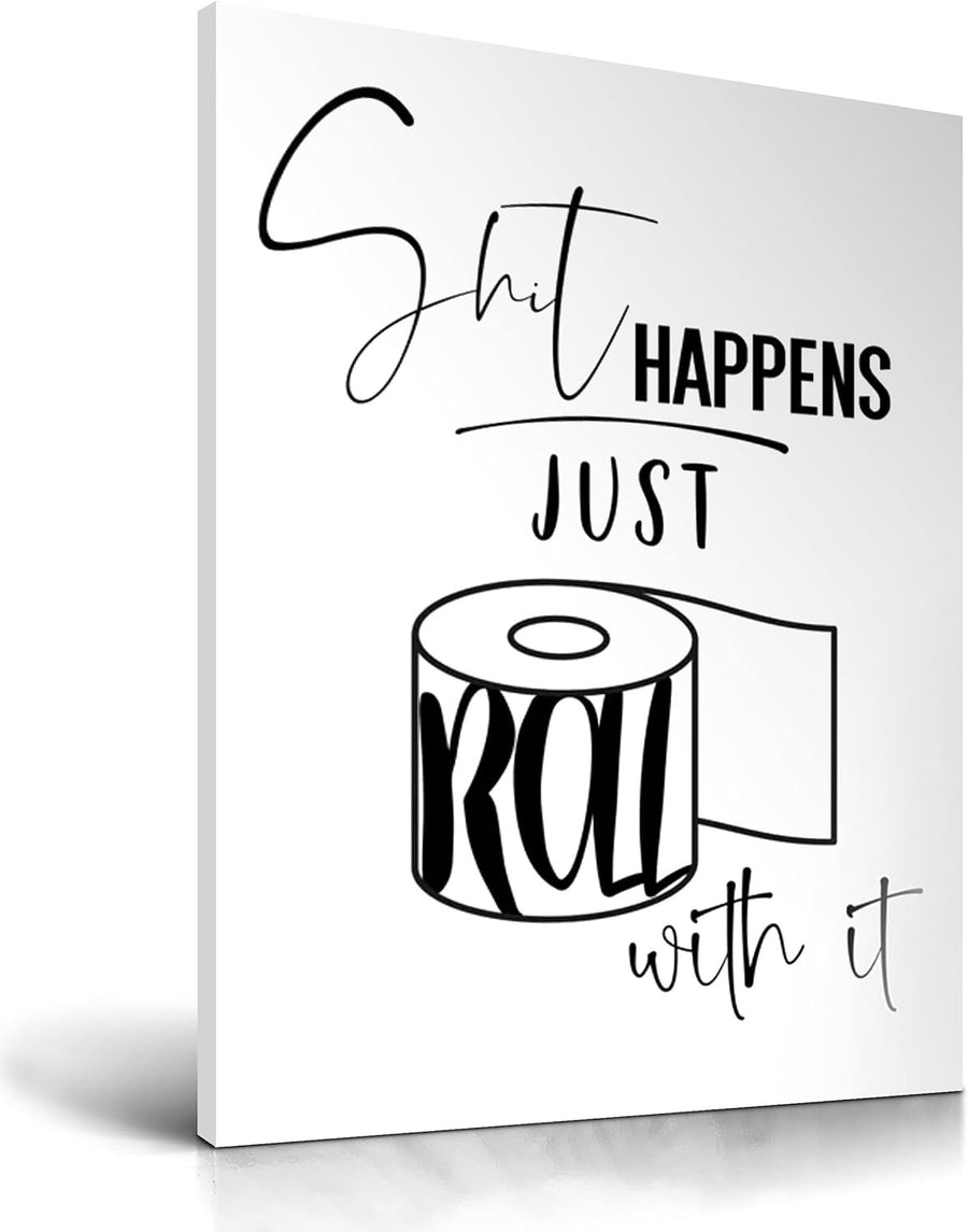 Funny Bathroom Wall Art 12x16 Framed Waterproof Canvas