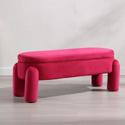 Red Velvet Upholstered Storage Bench Modern Bedroom Window Seat Seat