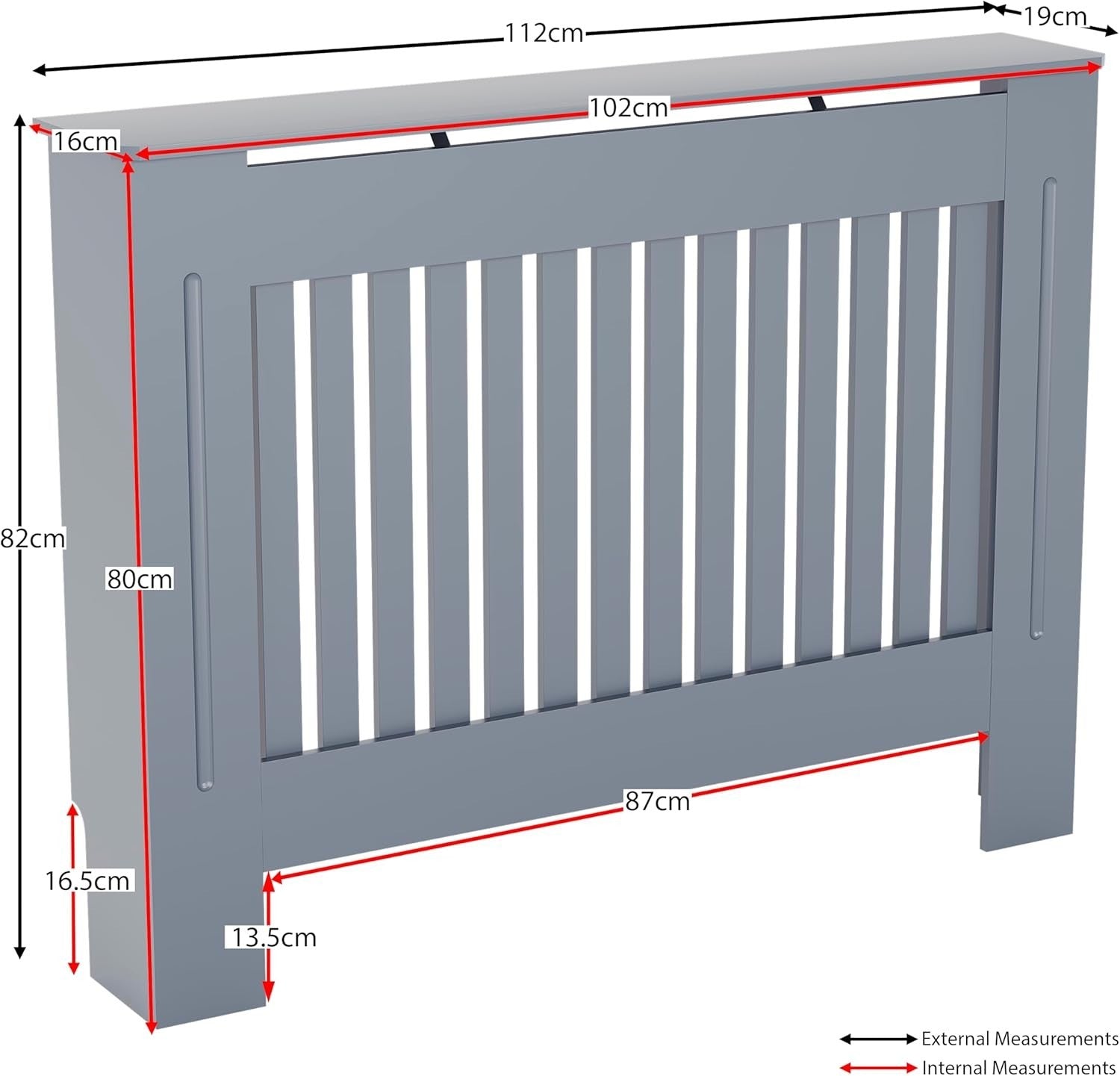 Medium Grey Radiator Cover Cabinet Modern MDF Slatted Heating Unit