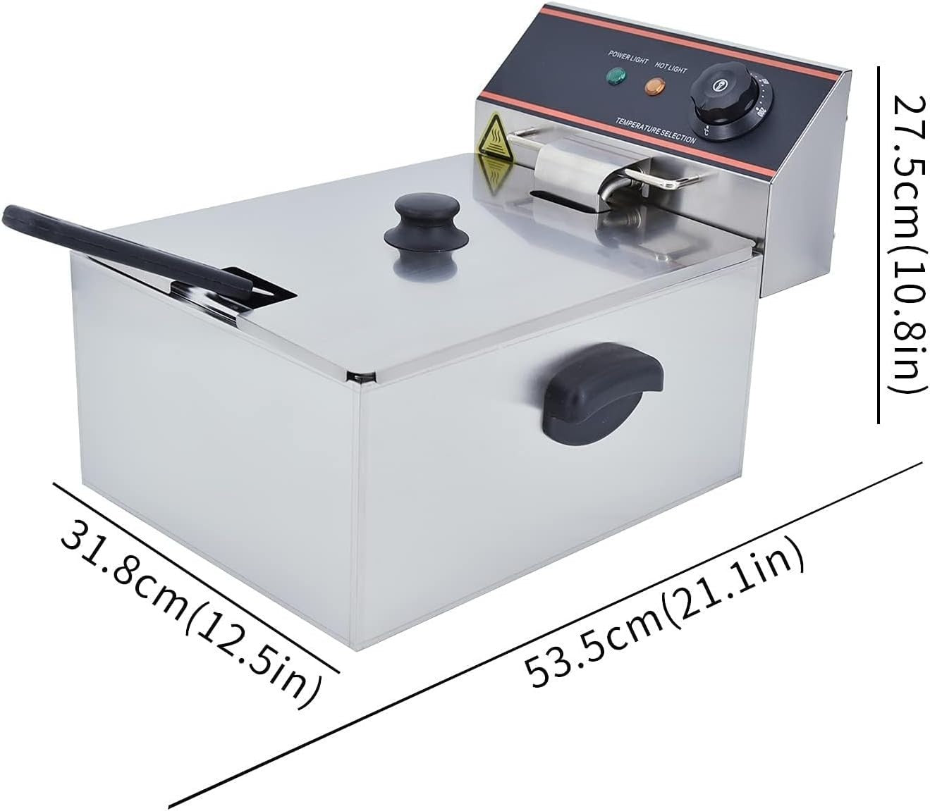 6L Stainless Steel Chip Fryer 3000W Commercial Countertop