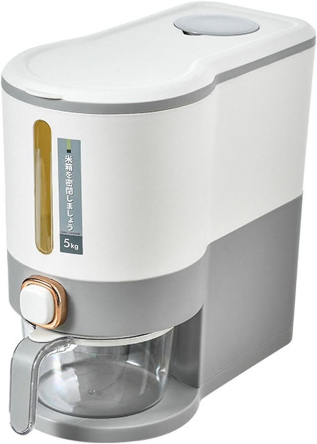 10KG Rice Dispenser Storage Container with Measuring Cup Grain Cereal Bin