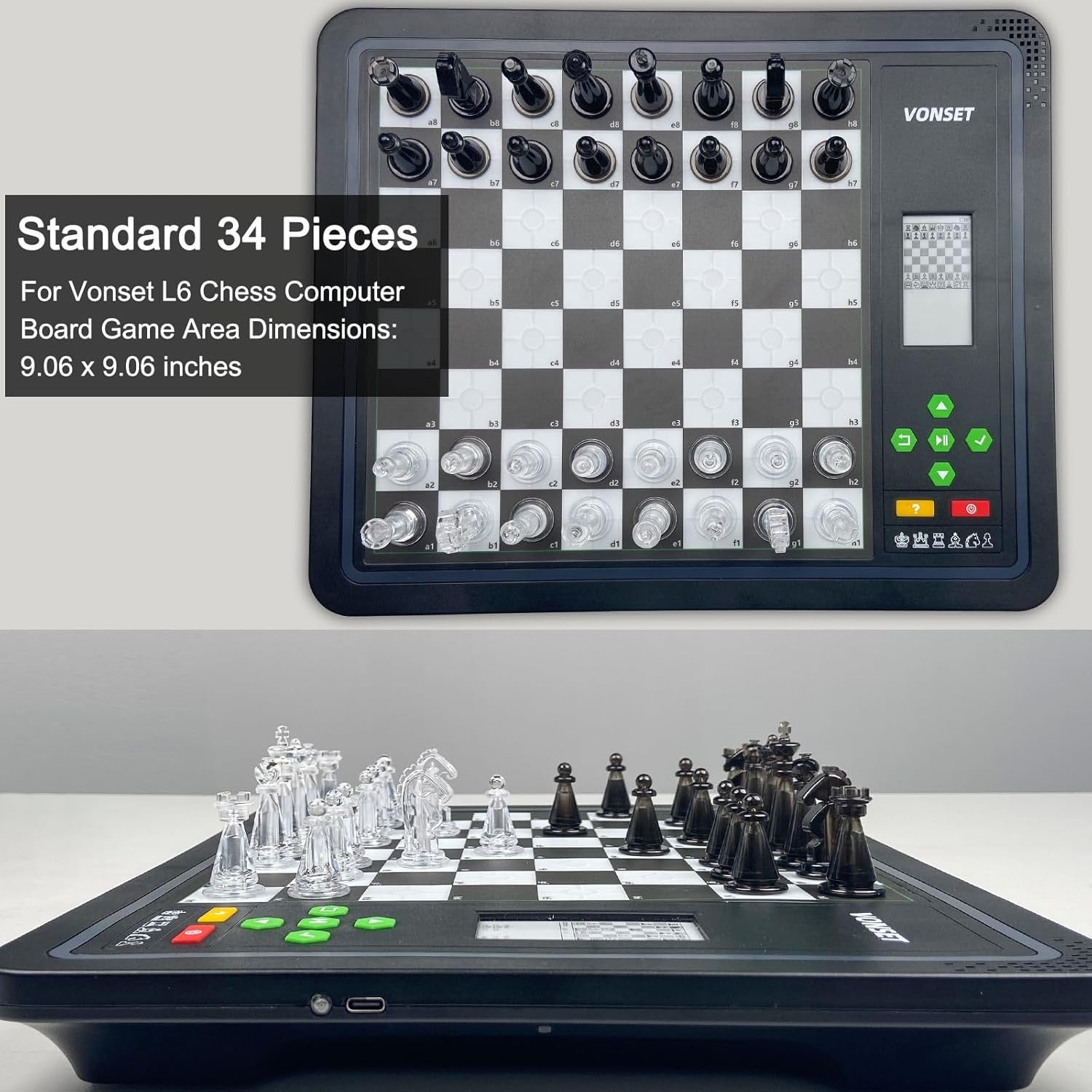 Transparent Magnetic Chess Pieces Set 51mm King w/ Extra Queens