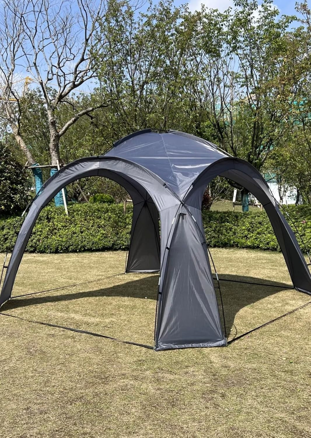 3.5m Dome Gazebo Outdoor Tent Grey Waterproof UV Protection 4-Post
