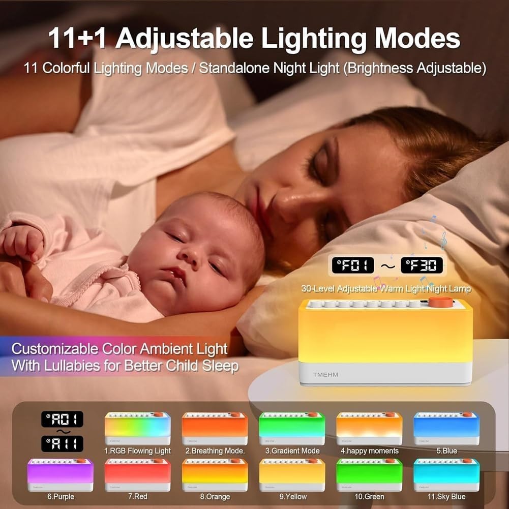 White Noise Sleep Sound Machine with Bluetooth & Night Light 8 Sounds