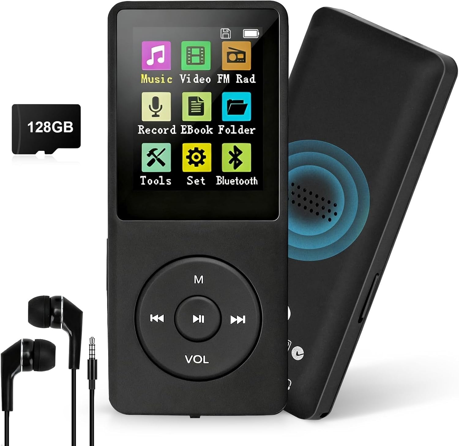128GB MP3 Player Bluetooth 5.0 FM Speaker E-Book