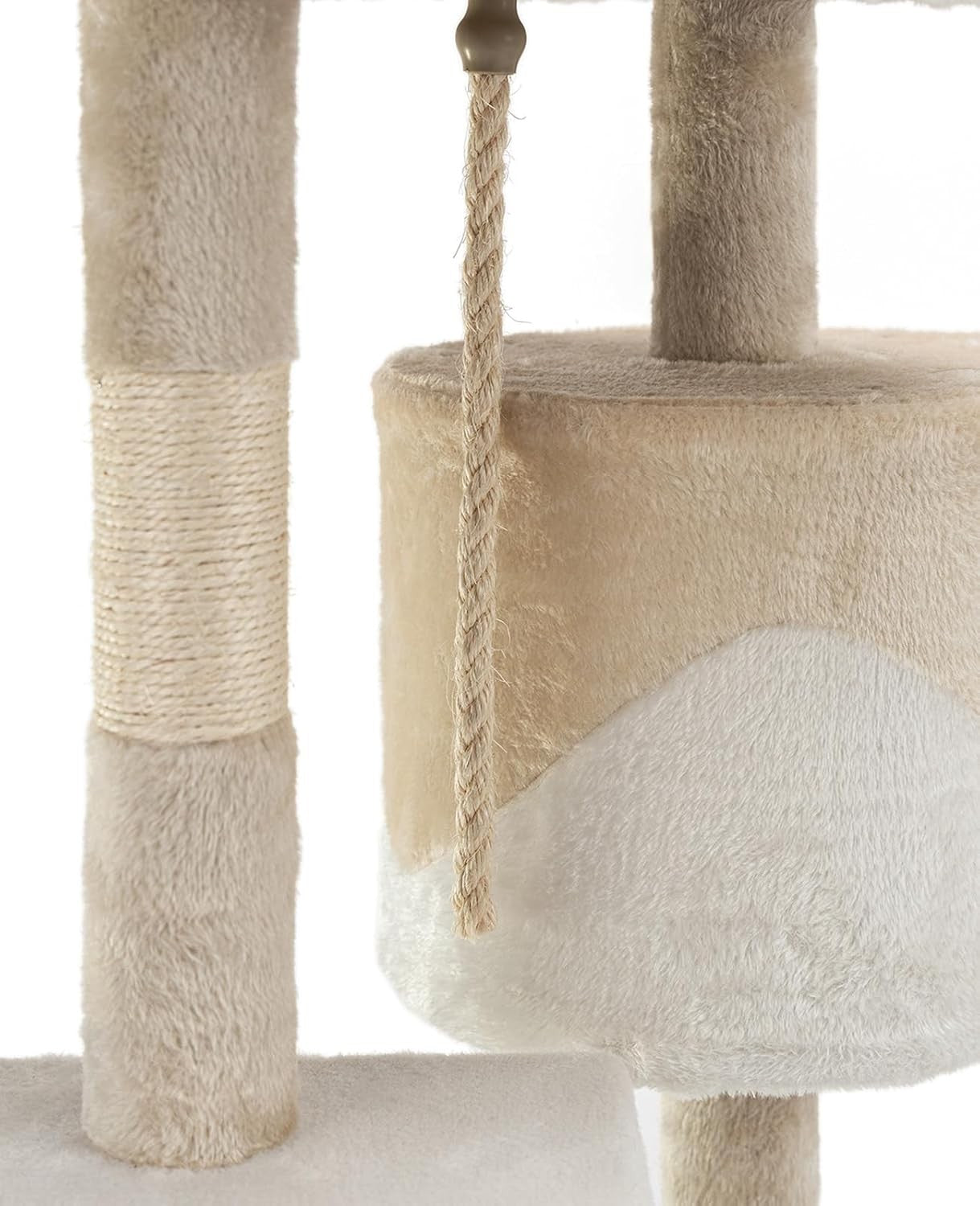 Cat Tree Scratching Post Tower 112cm with Condo Sisal Rope Beige White