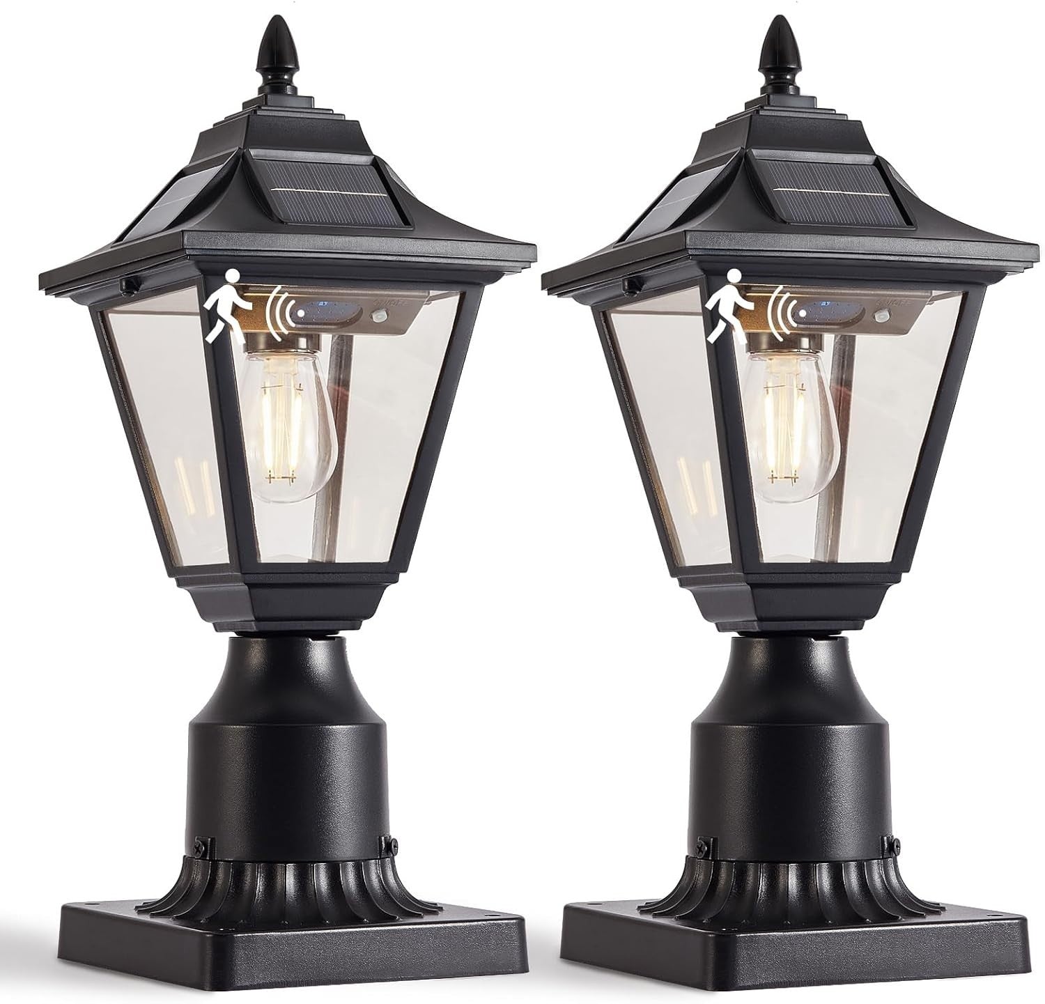 2 Pack Solar Post Lights Motion Sensor Outdoor Waterproof Garden Yard Lanterns
