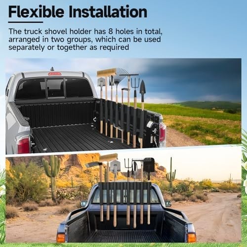 8-Hole Truck Shovel Holder 40.5x5x35.5cm Heavy-Duty Tool Rack Organizer
