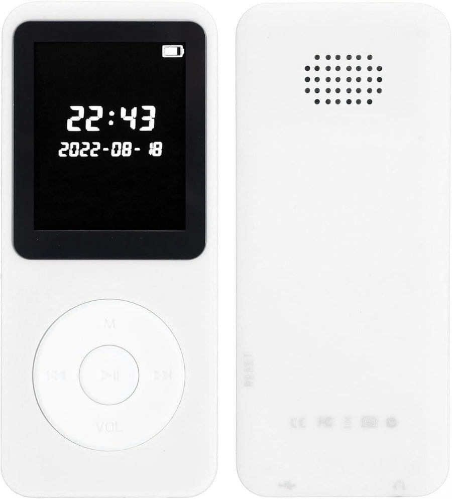 Bluetooth 5.0 MP3 Player 1.77" LCD Screen FM Speaker 16GB White