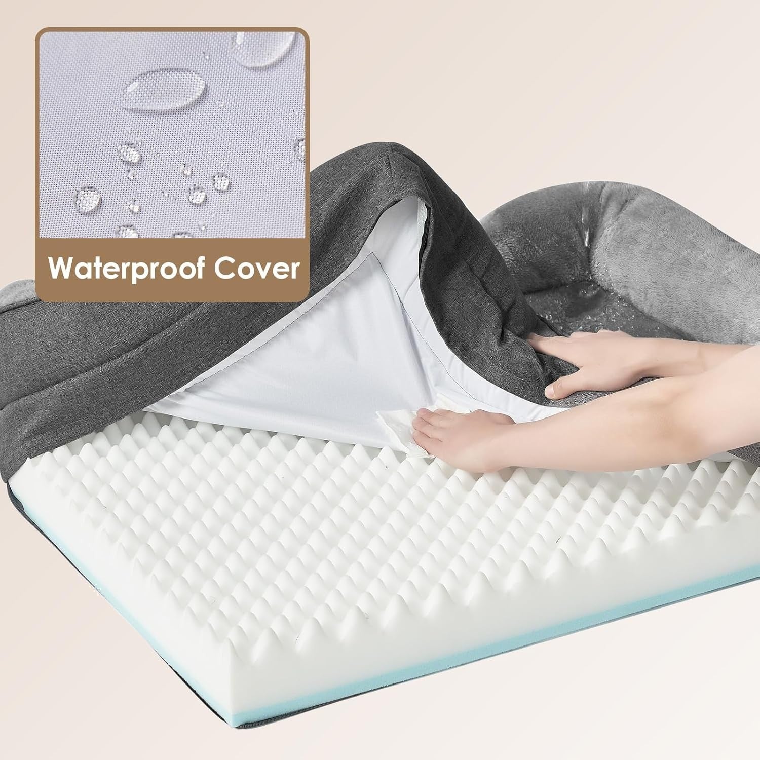 Medium Memory Foam Orthopedic Dog Bed Waterproof Sofa 76x51x16cm