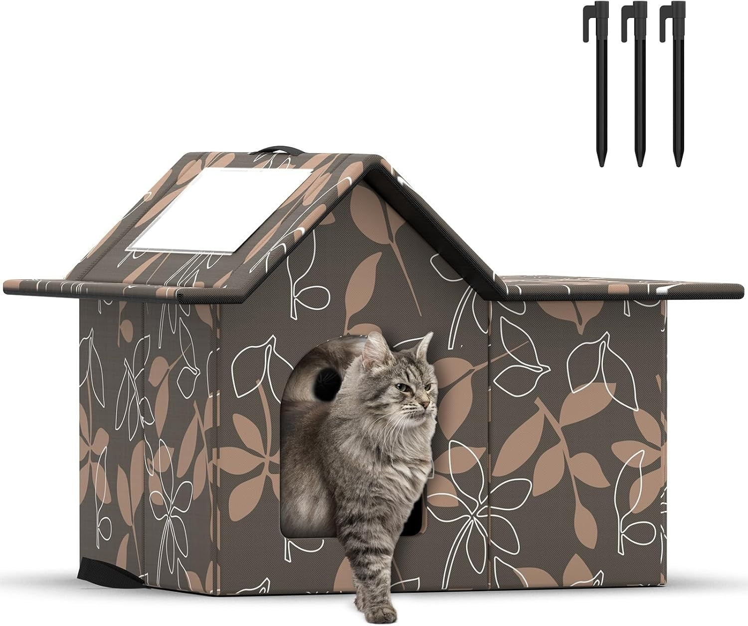 Waterproof Outdoor Cat House with Soft Mat, Foldable Winter Shelter 33x38x43cm