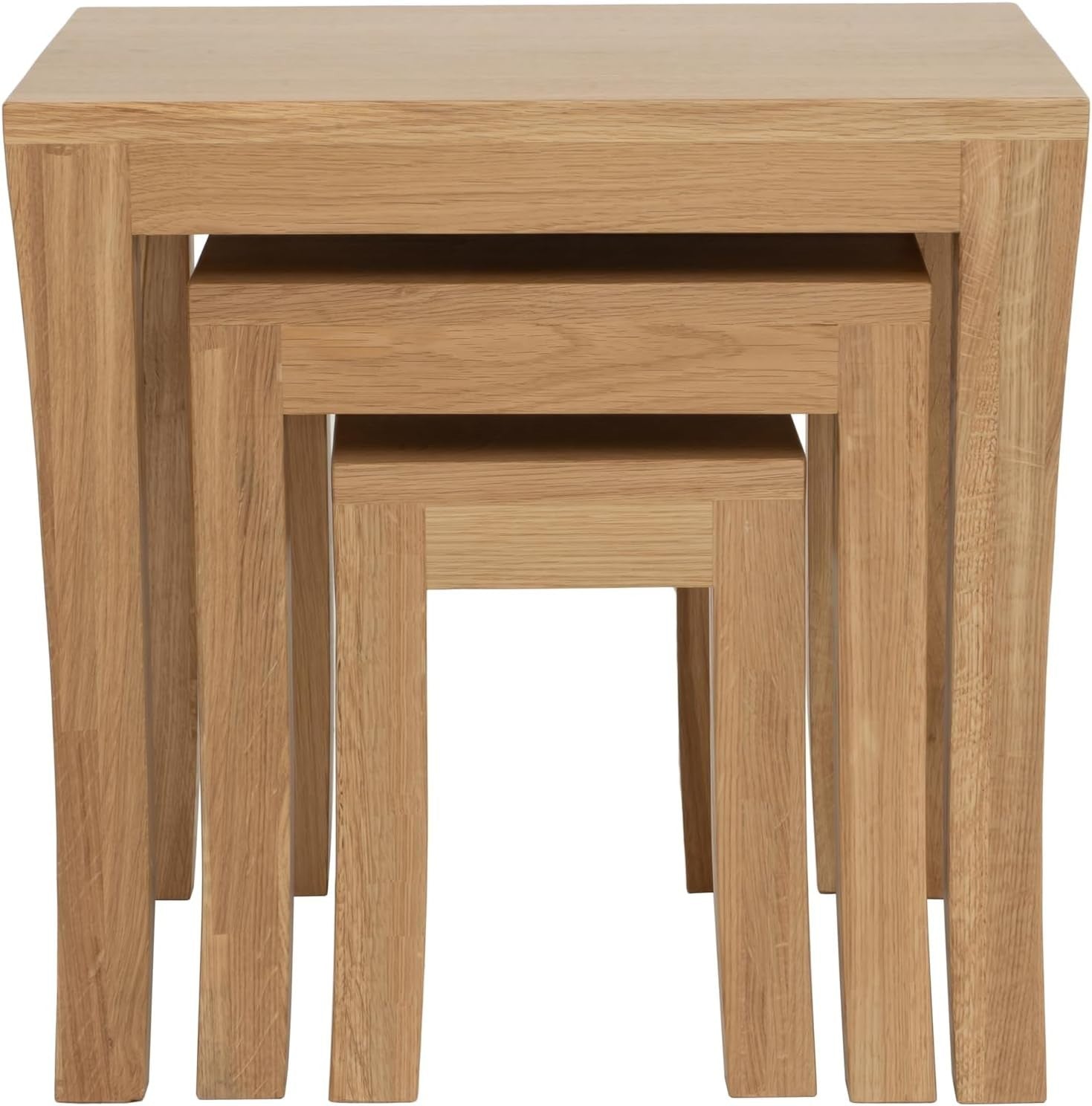 Oak Wood Nesting Coffee Tables Set 3 Curved Legs Rectangular Living Room Home