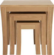 Oak Wood Nesting Coffee Tables Set 3 Curved Legs Rectangular Living Room Home